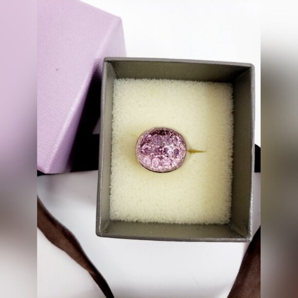 Pink Pave Design Dome Ring 925 Sterling Silver - Picture 5 of 13